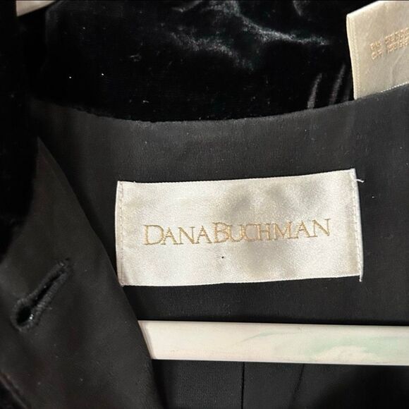 90s Retro Velvet Blazer Jacket Longline Black Sheer Burnout Statement Size 6 - Picture 4 of 14